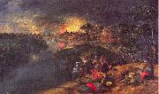 Mossa, Gustave Adolphe Scene of War and Fire USA oil painting artist